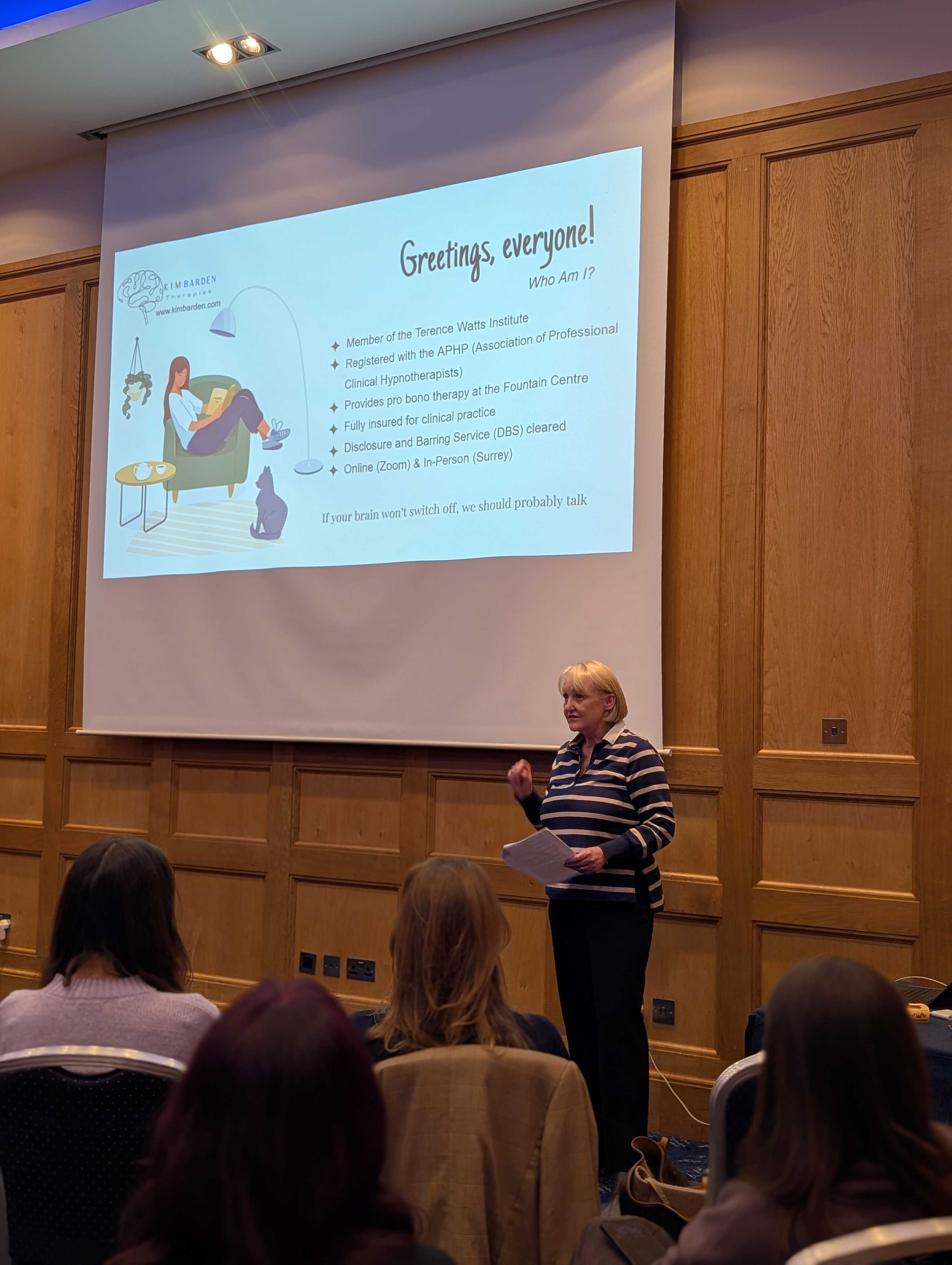 Kim Barden presenting